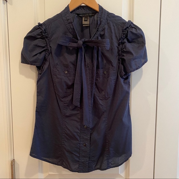 Marc By Marc Jacobs Tops - Marc by Marc Jacobs Navy Tie Neck Blouse